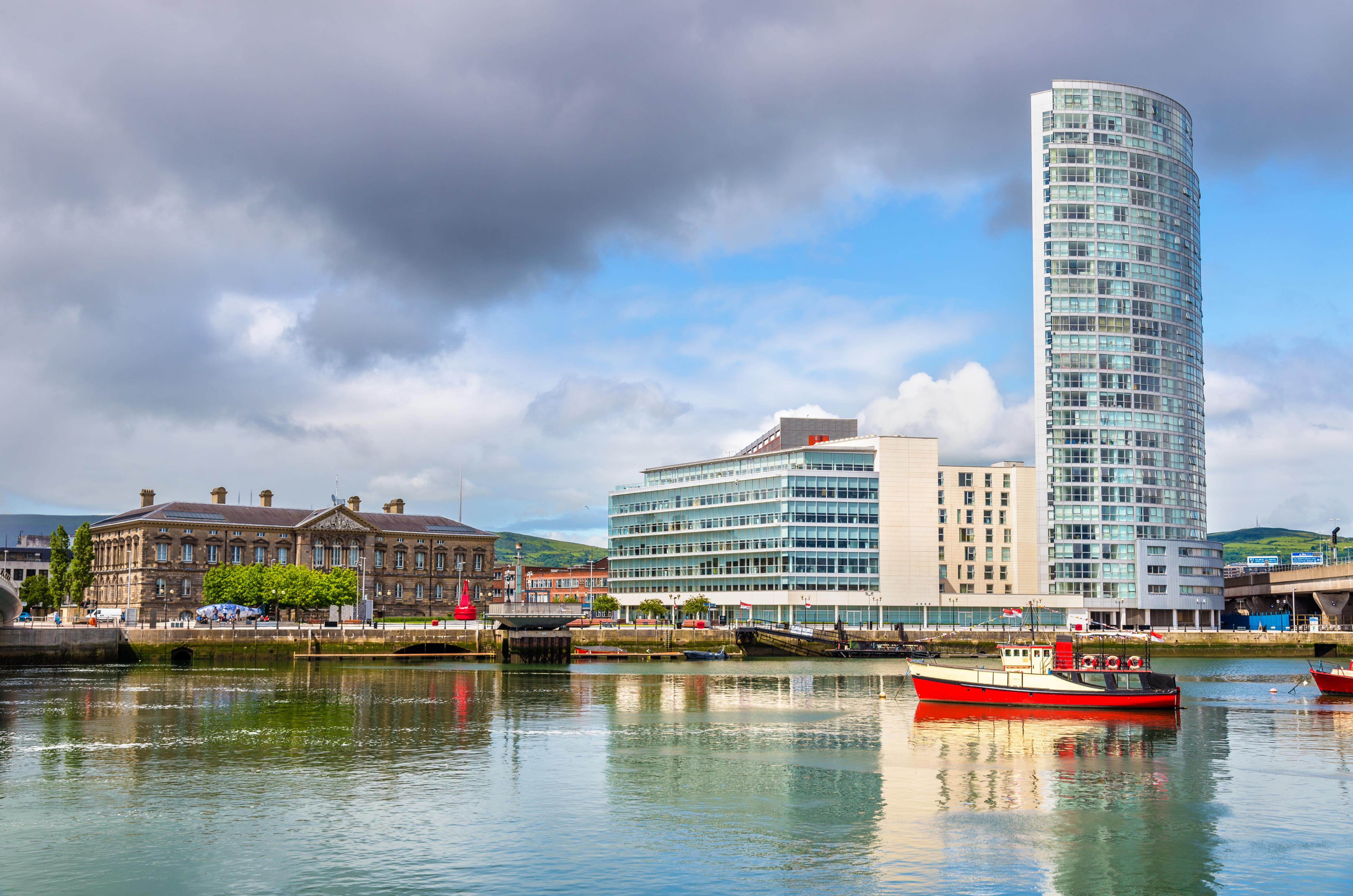 View of Belfast with River Lagan.